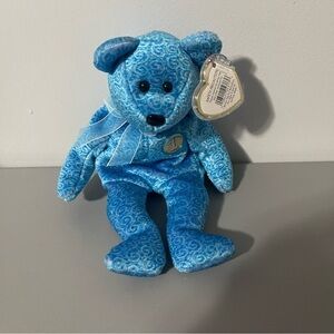 Ty Beanie Baby Retired "Classy" Blue Teddy Bear 2001